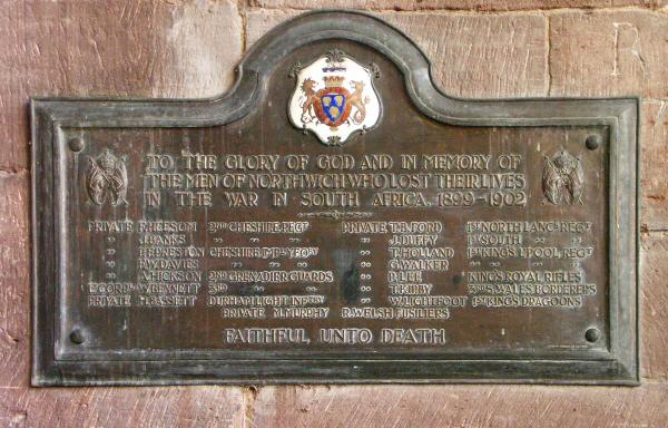 Boer War Memorial, St Helen's Church, Northwich, Cheshire.