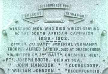 Boer War Memorial, Winsford, Cheshire.