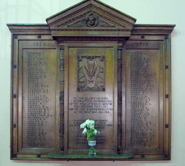 WW1 War Memorial, All Saints, Hoole, Chester.