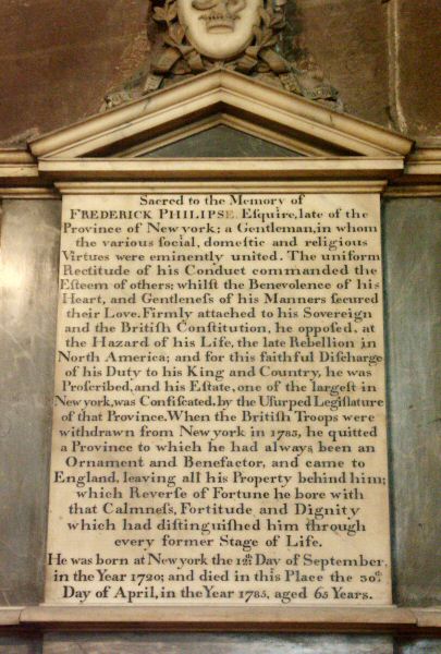 Memorial to Frederick Philipse, in Chester Cathedral.