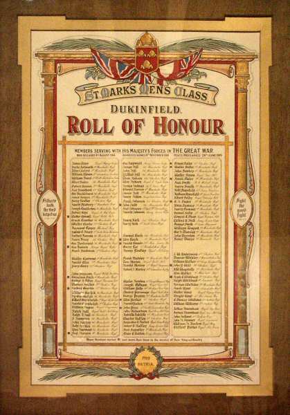 Roll of Honour, St Mark's Church, Dukinfield, Cheshire.