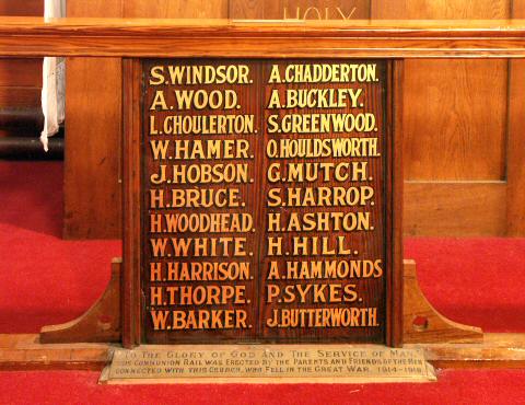 War Memorial from St Matthew's Church, Stalybridge, Cheshire.