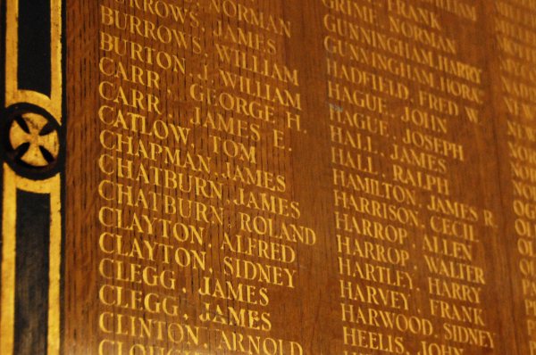 WW1 Roll of Honour, Dukinfield Old Chapel.