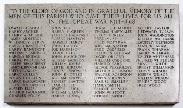 War Memorial, St George's Church, Hyde, Cheshire.