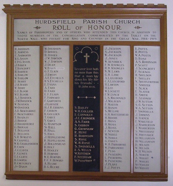 Roll of Honour, Holy Trinity, Hurdsfield