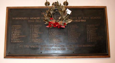 War Memorial, King's School, Macclesfield, Cheshire.