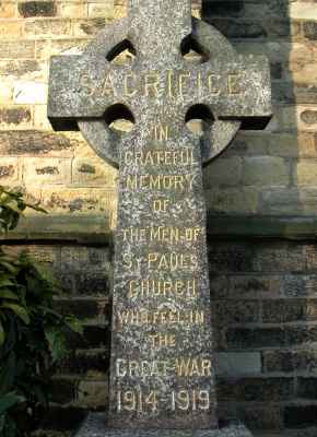 War Memorial, St Paul's Church, Macclesfield, Cheshire.