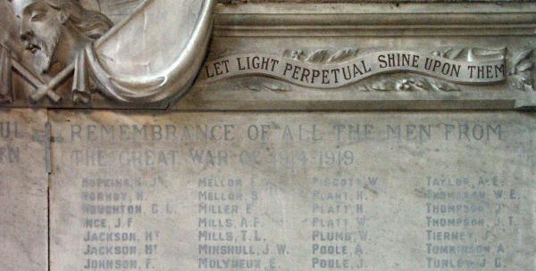 War Memorial, St Helen's Church, Northwich, Cheshire.