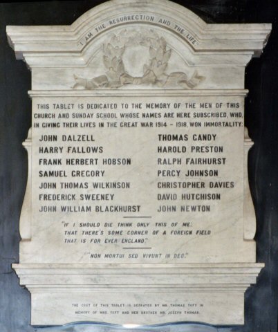 War Memorial, United Reformed Church, Northwich, Cheshire.