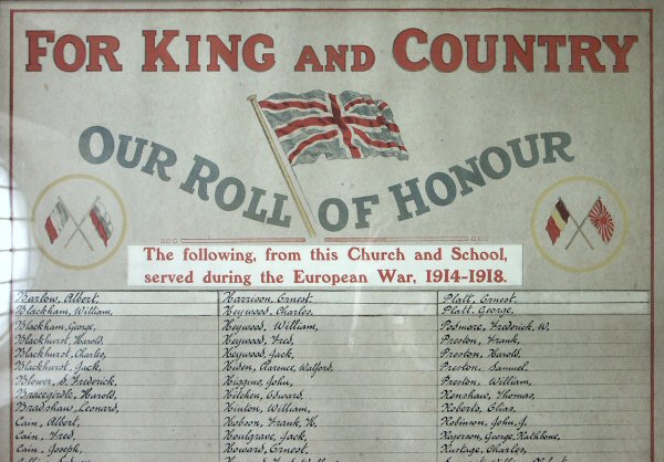 Roll of Honour, United Reformed Church, Northwich, Cheshire.