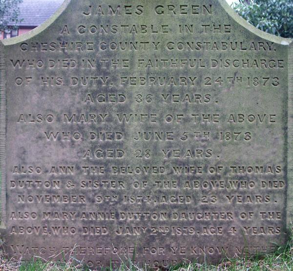 Memorial to James Green, 1836 - 1873.