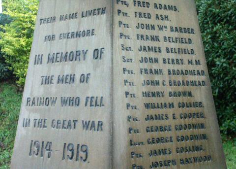War Memorial, Rainow, Cheshire.
