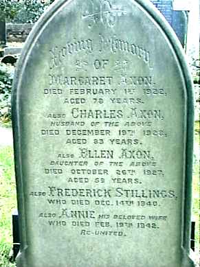 The Grave of Margaret AXON and family, Hatherlow.