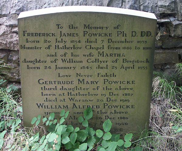 The Grave of Frederick James POWICKE and family, Hatherlow.