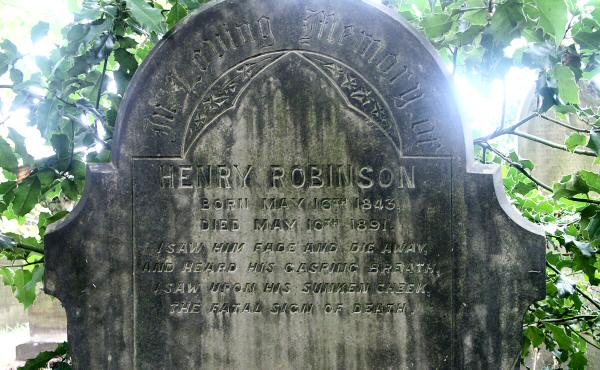 The Grave of Henry ROBINSON, Hatherlow.