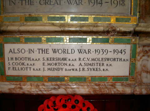 War Memorial, St Paul's Church, Stalybridge, Cheshire.