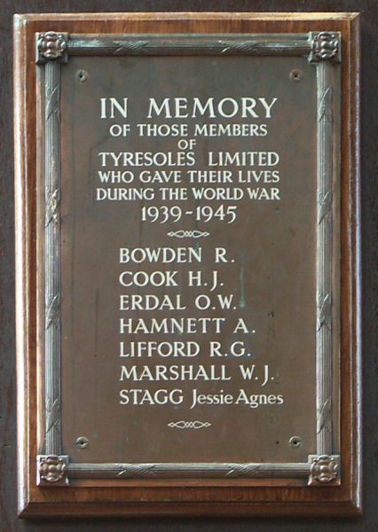 War Memorial, Tyresoles Ltd, Stockport.