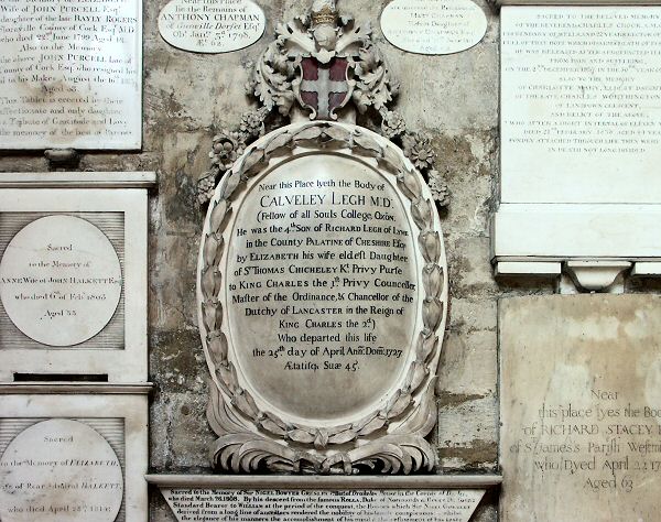Memorial to Sir Thomas Legh, 1727.