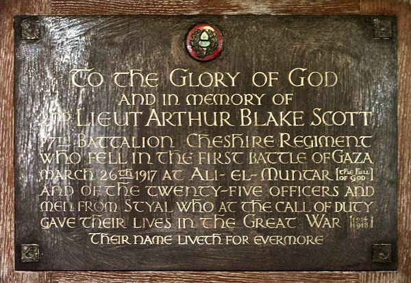 War Memorial, Norcliffe Chapel, Styal, Cheshire.