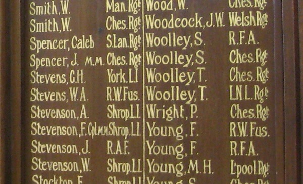 WW1 Roll of Honour, Acton Parish Hall.