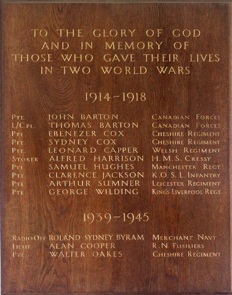 War Memorial, Barnton, Cheshire.