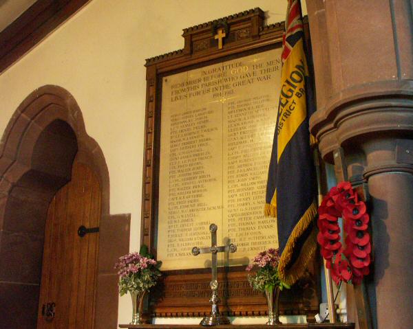 WW1 War Memorial, St Peter's Church, Heswall.