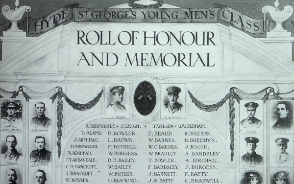 Roll of Honour, St George's Church, Hyde, Cheshire.