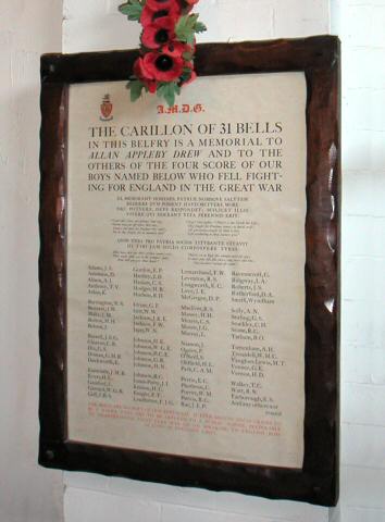 War Memorial, Mostyn House School, Parkgate, Cheshire.