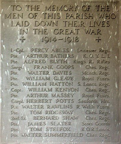 War Memorial, Nether Alderley, Cheshire.
