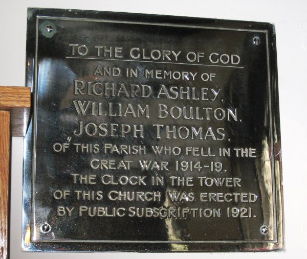 War Memorial, St Leonard's Church, Warmingham, Cheshire.