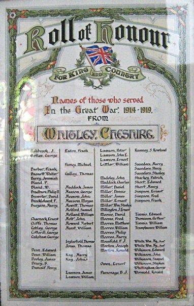 WW1 Roll of Honour, St Luke, Whitley.