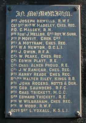 War Memorial, Willaston, nr Nantwich, Cheshire.