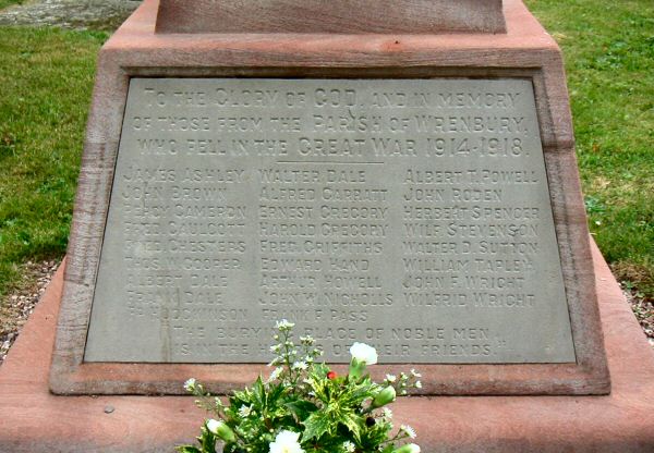 War Memorial, Wrenbury, Cheshire.