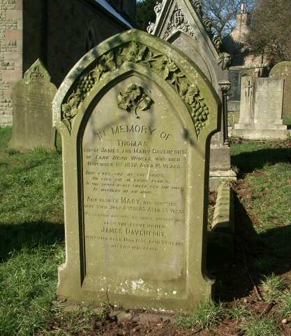 DAVENPORT family headstone, St Michael's Church, Wincle, Cheshire.
