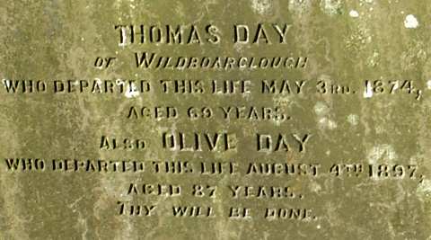 DAY family headstone, St Michael's Church, Wincle, Cheshire.