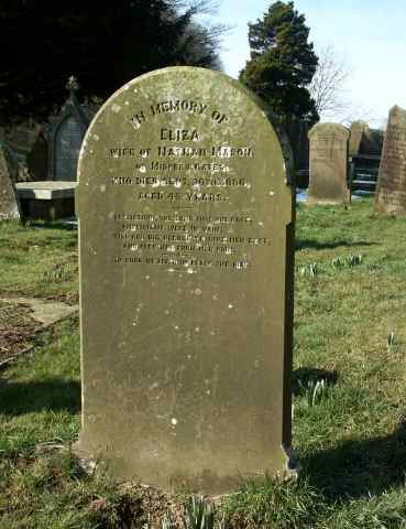 Eliza MASON's headstone, St Michael's Church, Wincle, Cheshire.