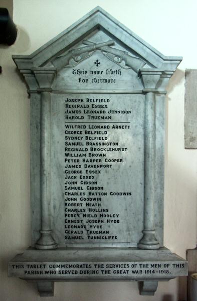 War Memorial, St Michael's Church, Wincle, Cheshire.