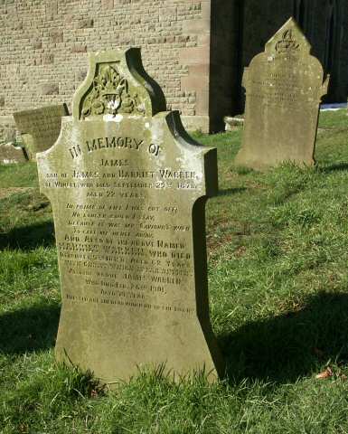 WARREN family headstone, St Michael's Church, Wincle, Cheshire.